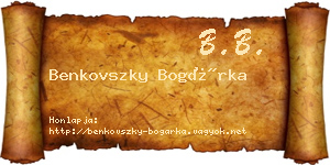 Benkovszky Bogárka névjegykártya